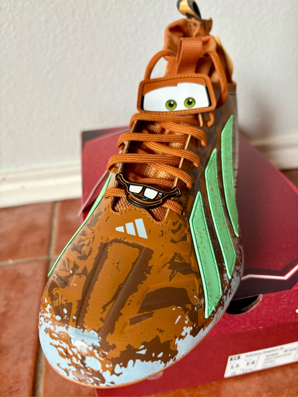 Size 13 - Adidas Pixar Cars Mater Adizero Impact II Mid Football Cleats KJ2865